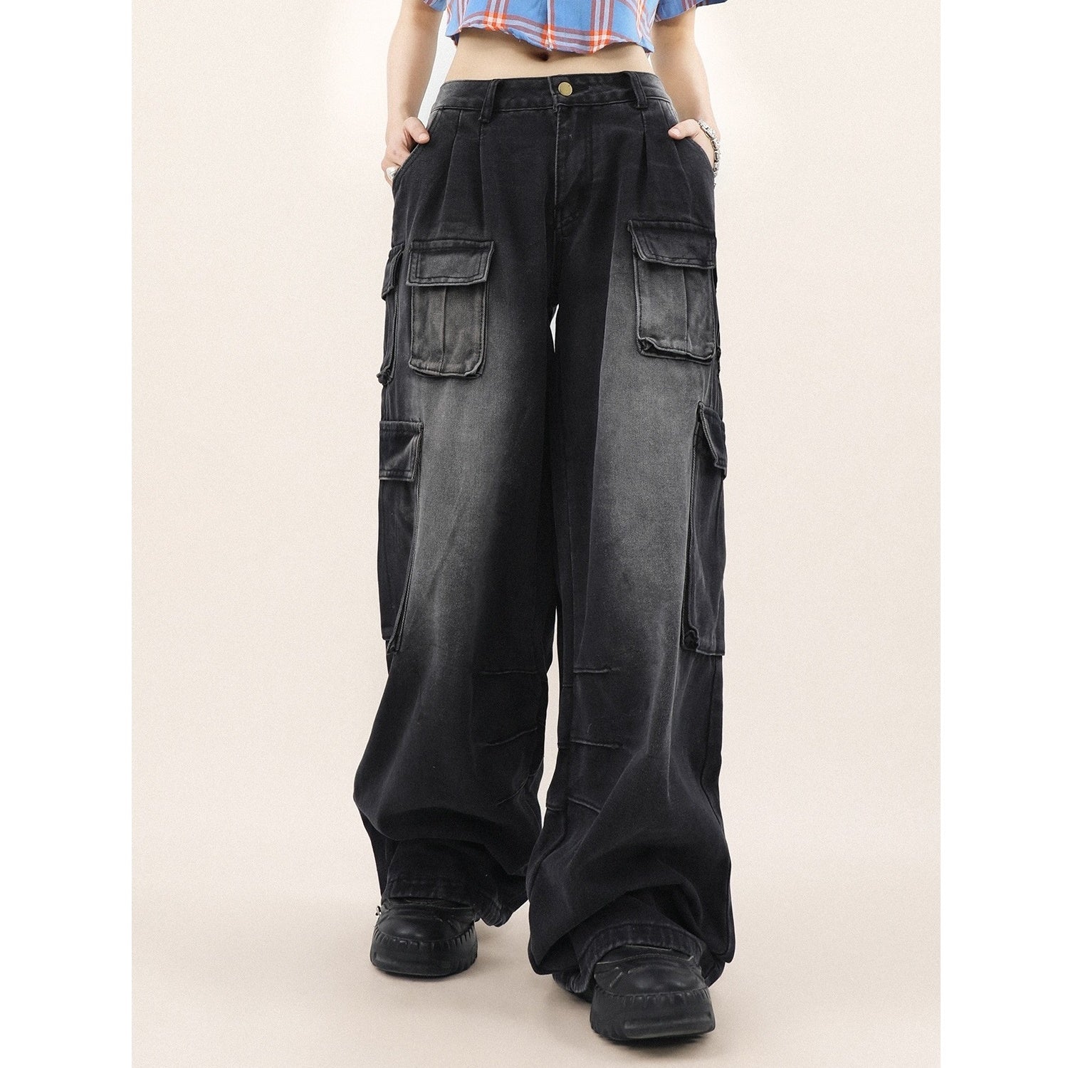 Waist Tuck Wide Leg Cargo Pants MR8023