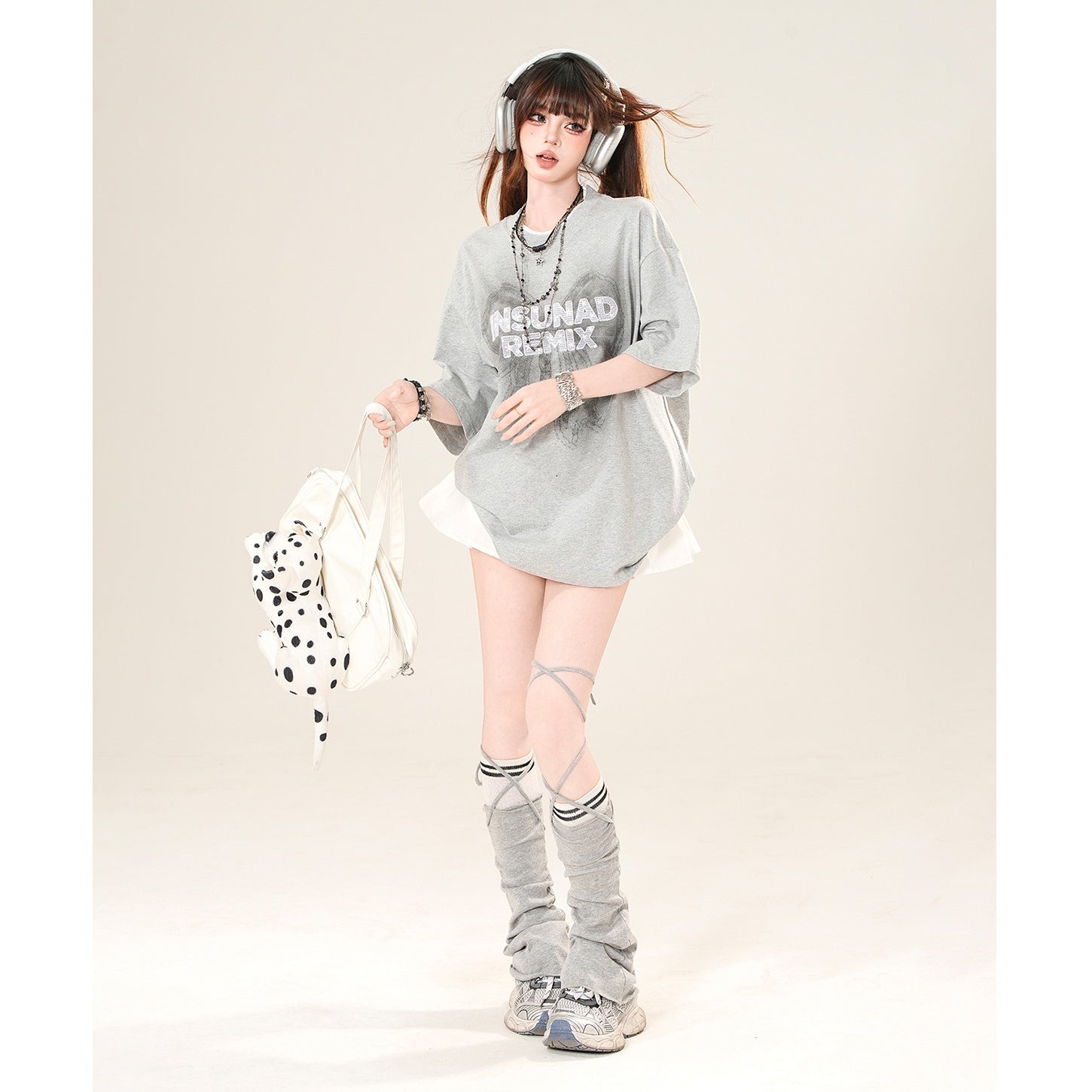 Ribbon Print Loose T-Shirt KK2029