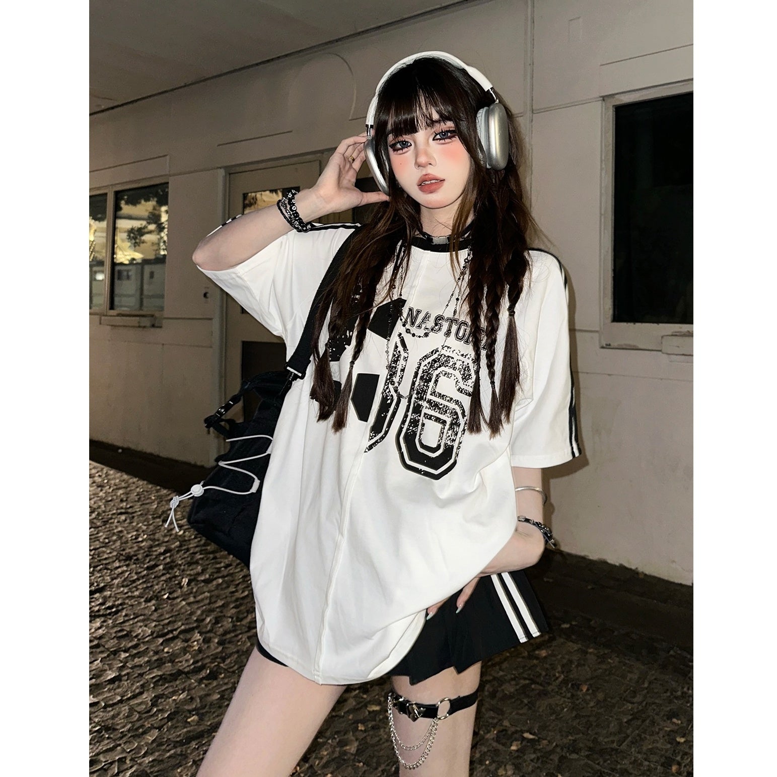 Line Sleeve Switching  Sports T-shirt KK2057