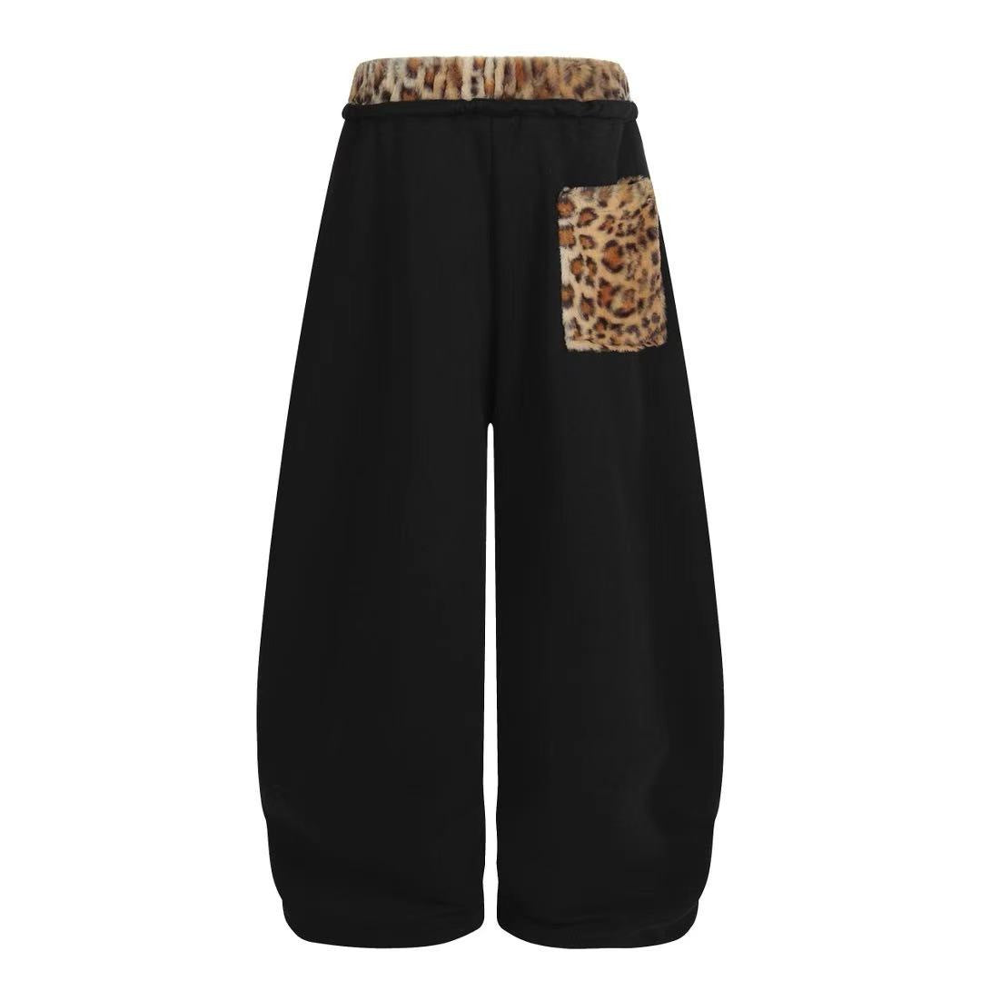 Leopard Patchwork Loose Sweat Pants MW10390