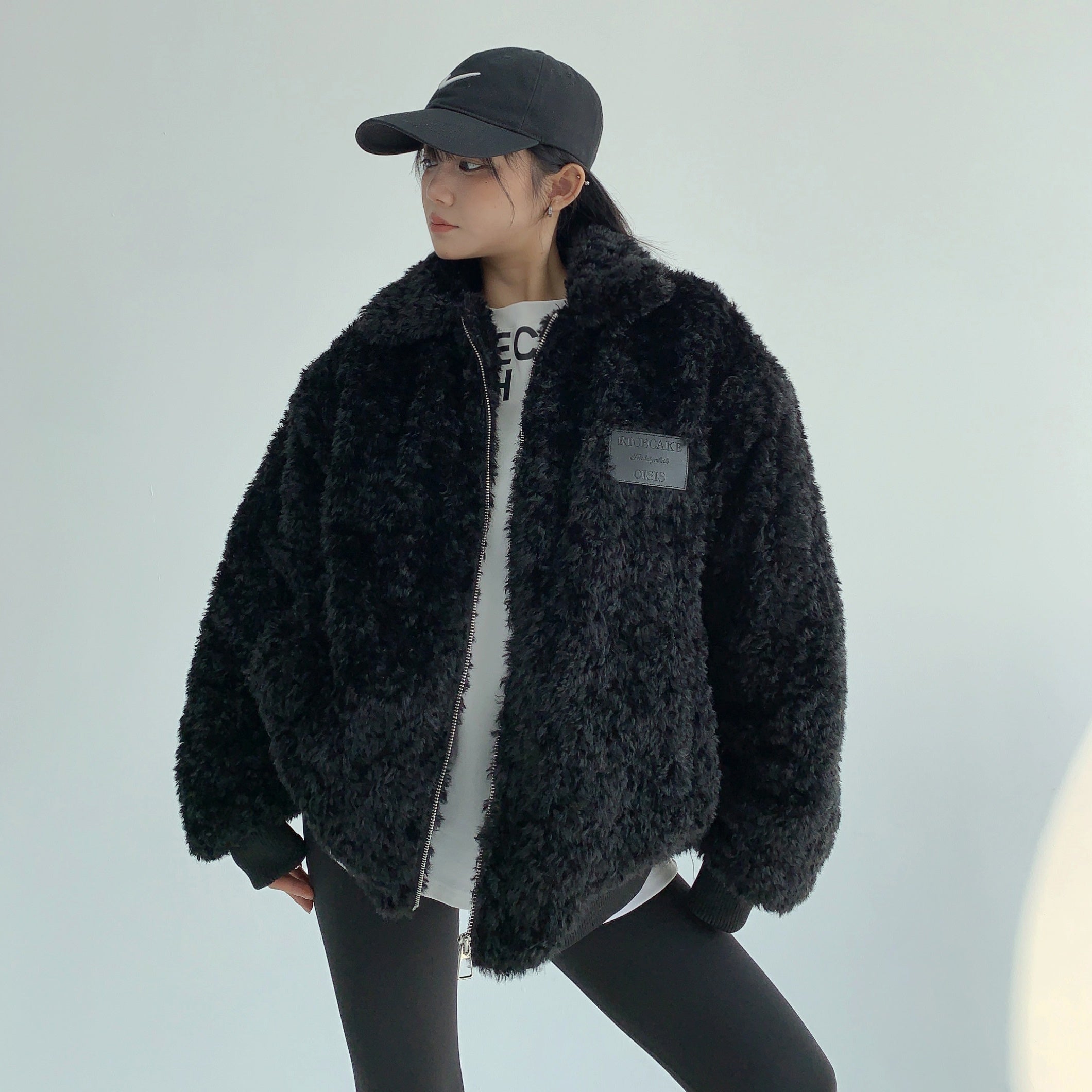 Imitation Fur Quilting Zipper Jacket MW9598