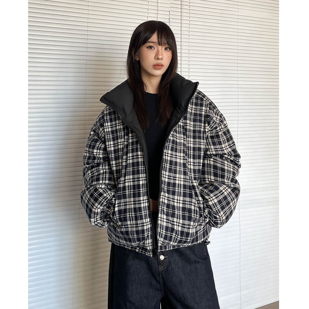 Retro Reversible Plaid Padded Jacket MW9746