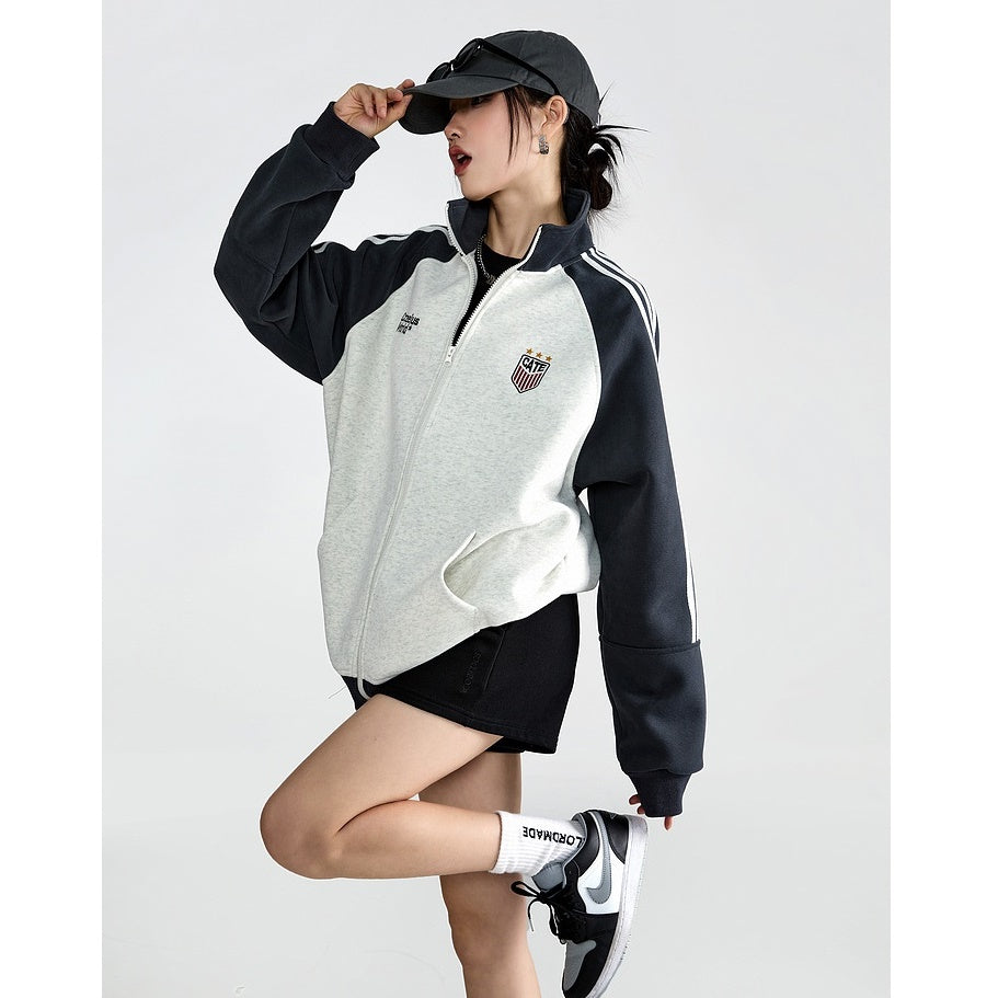 Line Sleeve High-Neck Zip Sweat Jacket MW9316