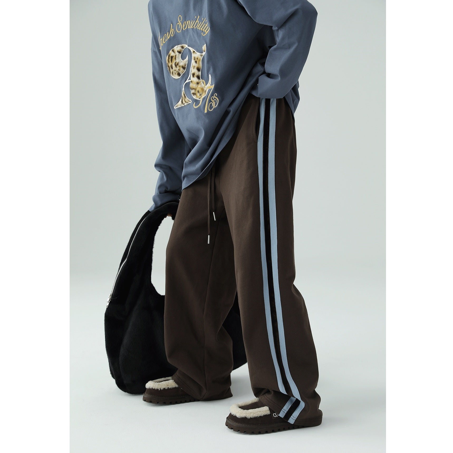 Retro Bar Stitching Loose Sweat Pants AC7080