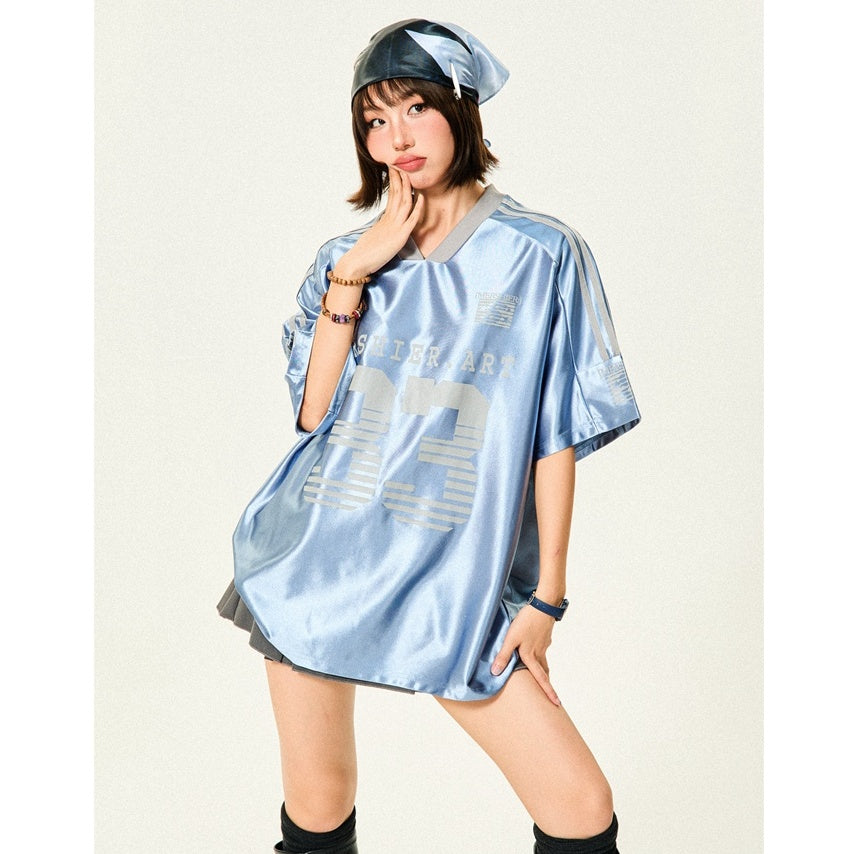 V-neck 33-Letter Sports Style T-shirt MW10104