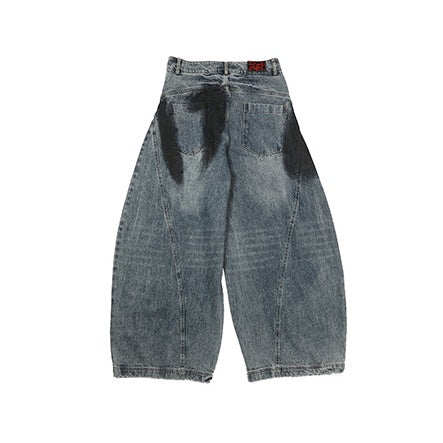 Ripped Spray Loose Scimitar Jeans EZ186