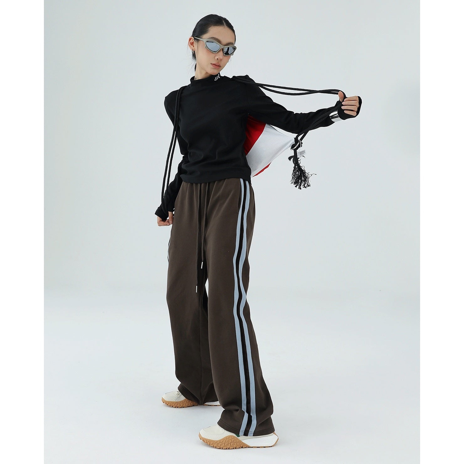 Retro Bar Stitching Loose Sweat Pants AC7080