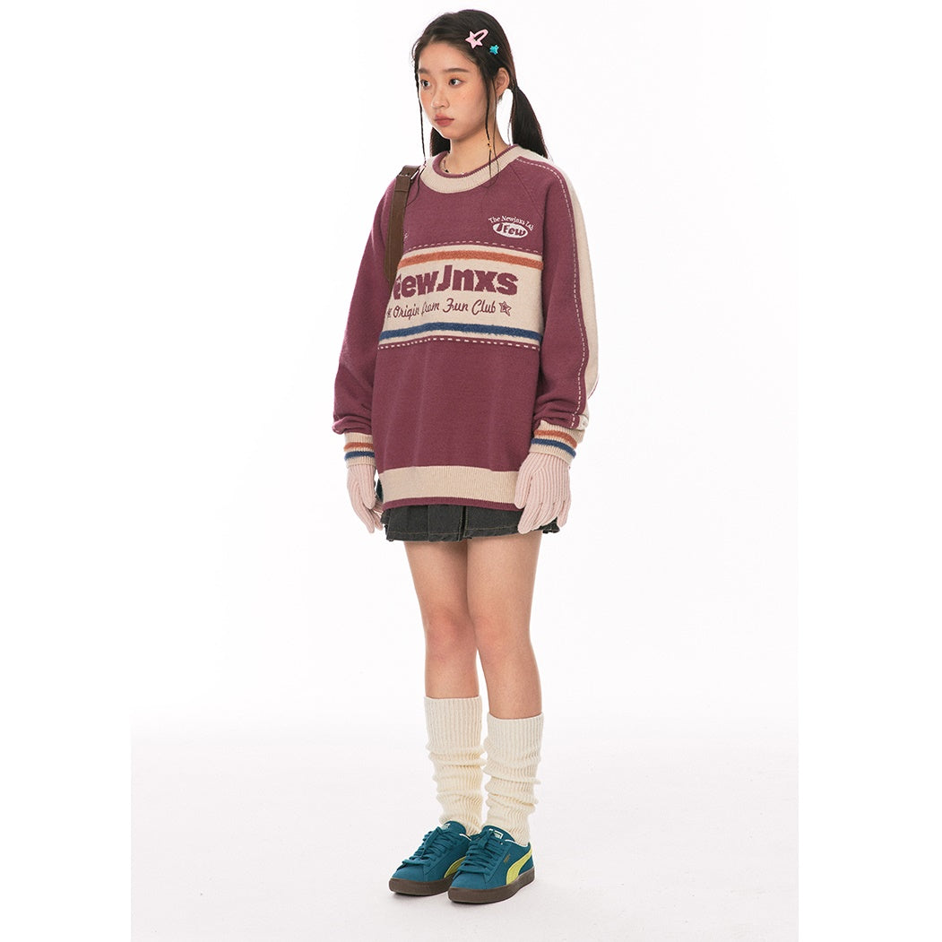 color-block raglan sleeve sweater NJ7001