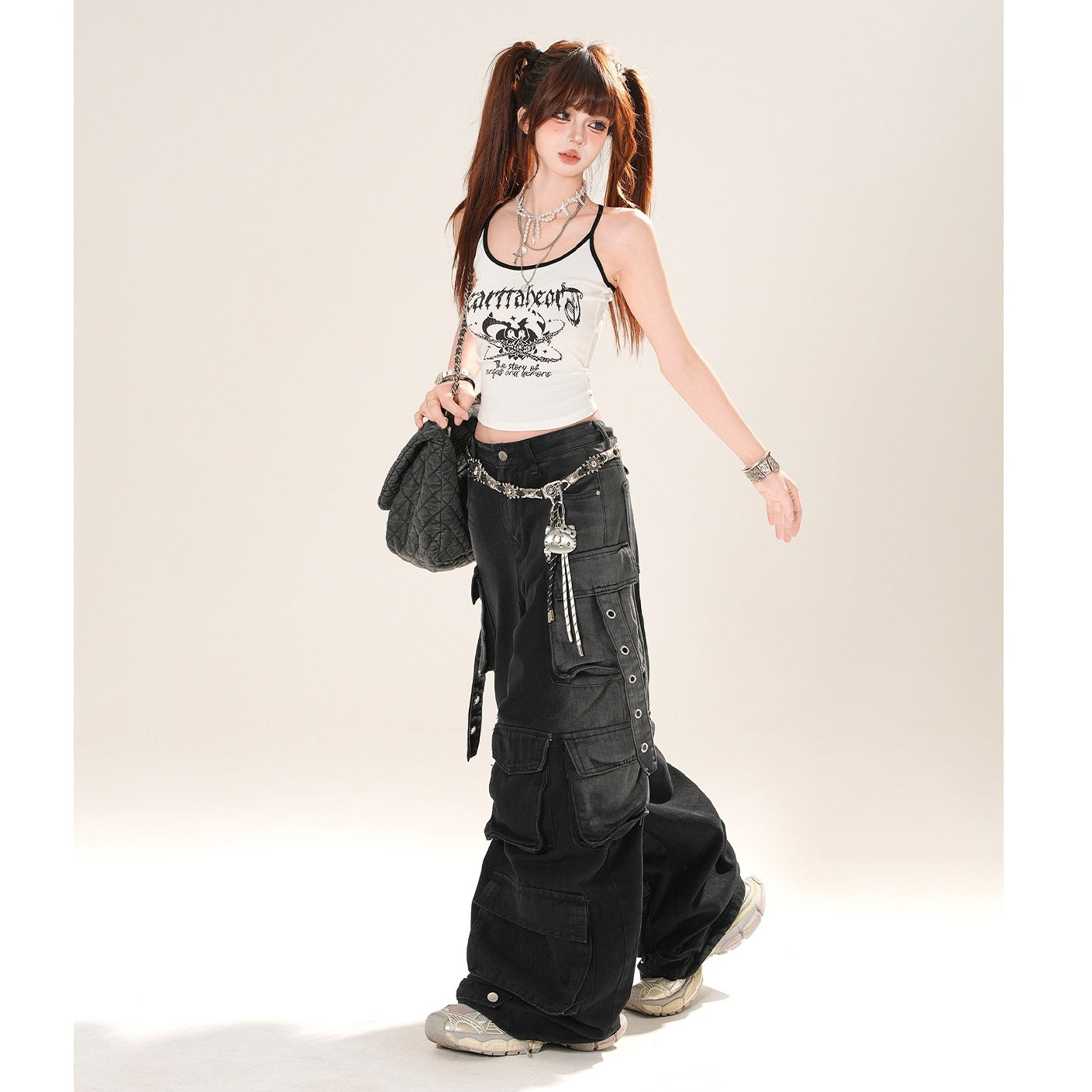 Wash Loose Work Cargo Jeans KK2037
