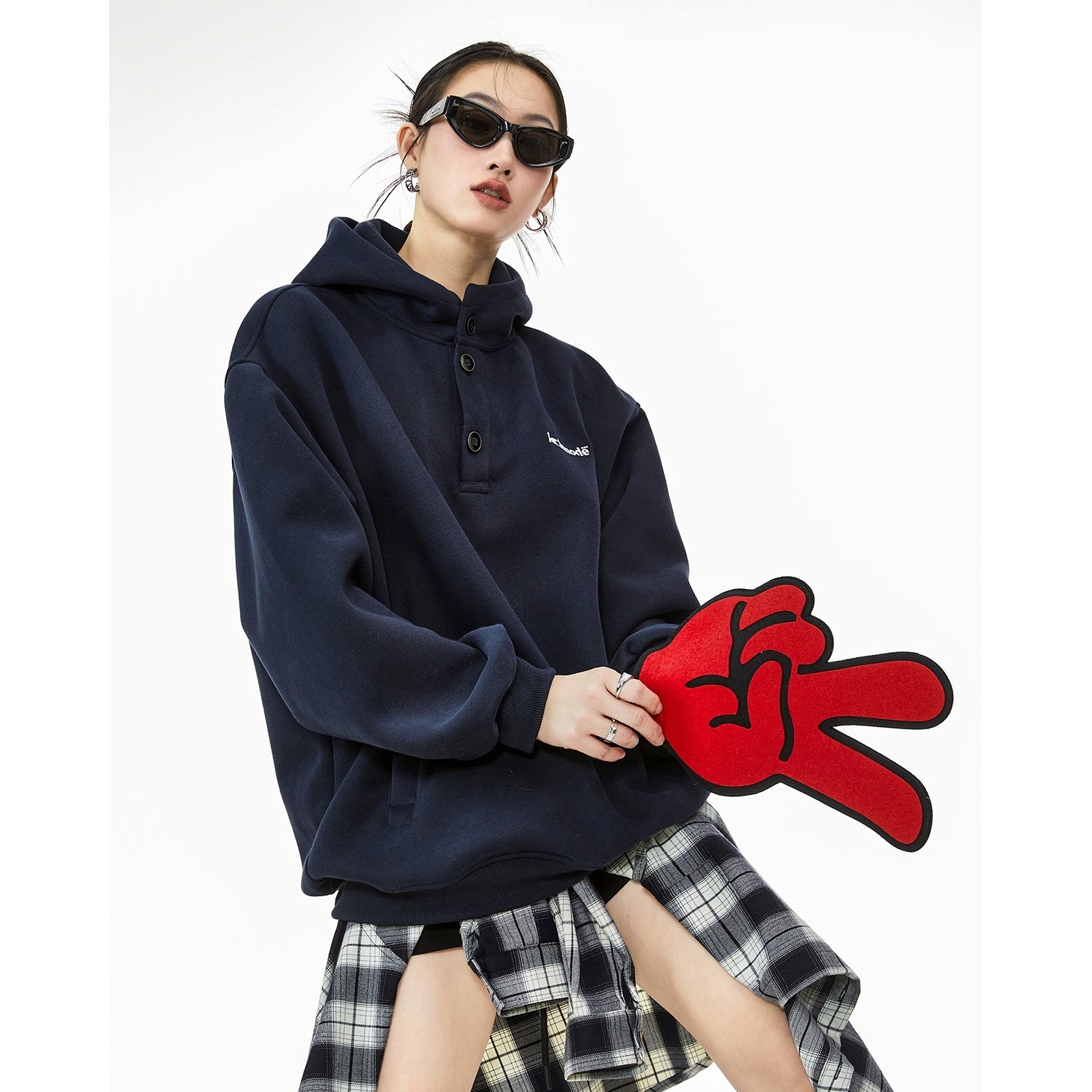 Half-Button Hooded Sweat Pullover IC9010