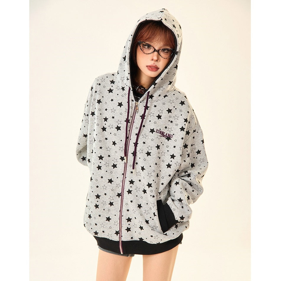 Star Full Print Zip Hooded Parka MW9531