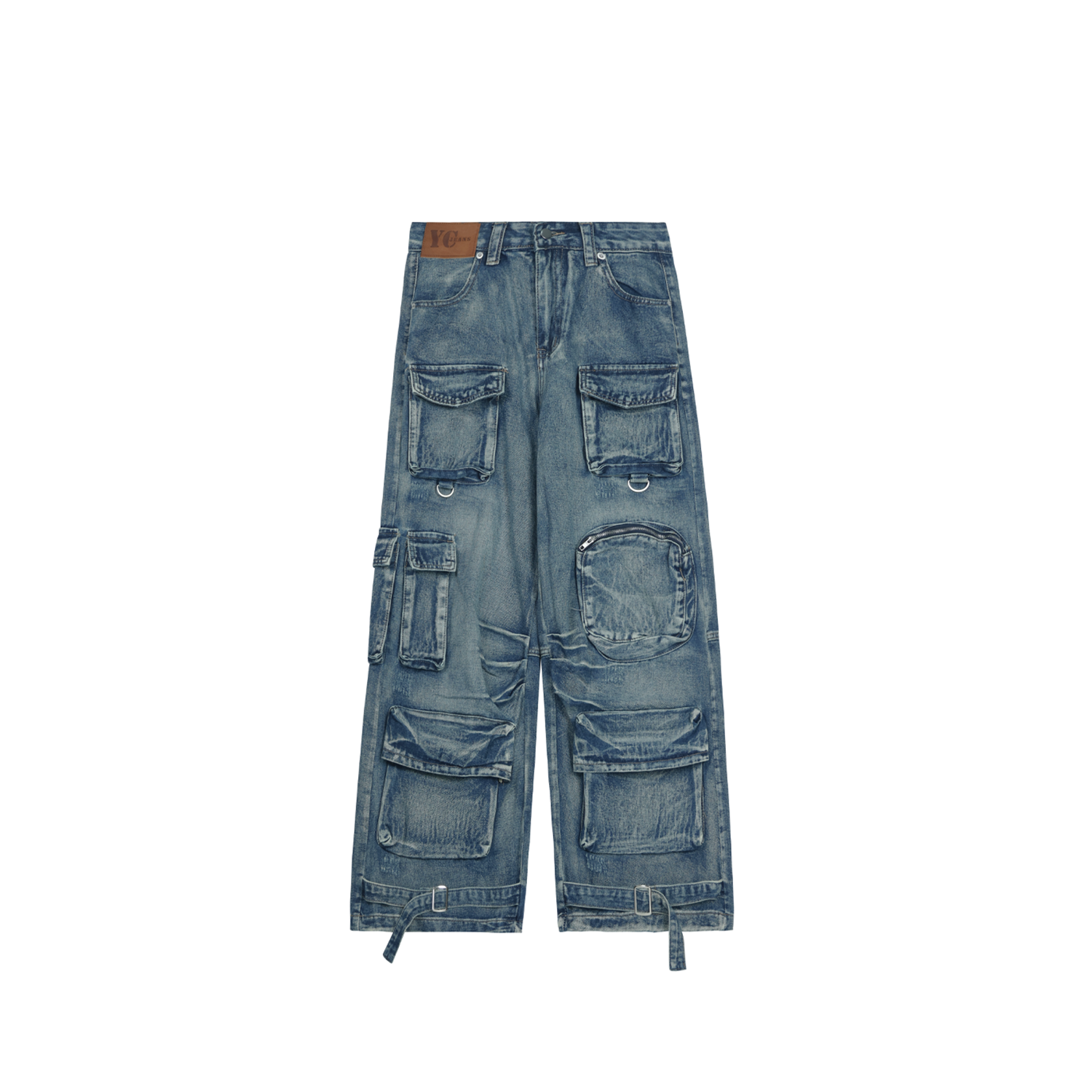 Heavy Wash Damage Cargo Jeans MW9683