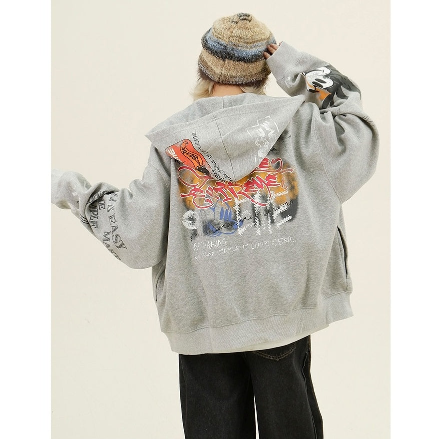 Paint Style Graffiti Sweat Hooded Jacket MW9944