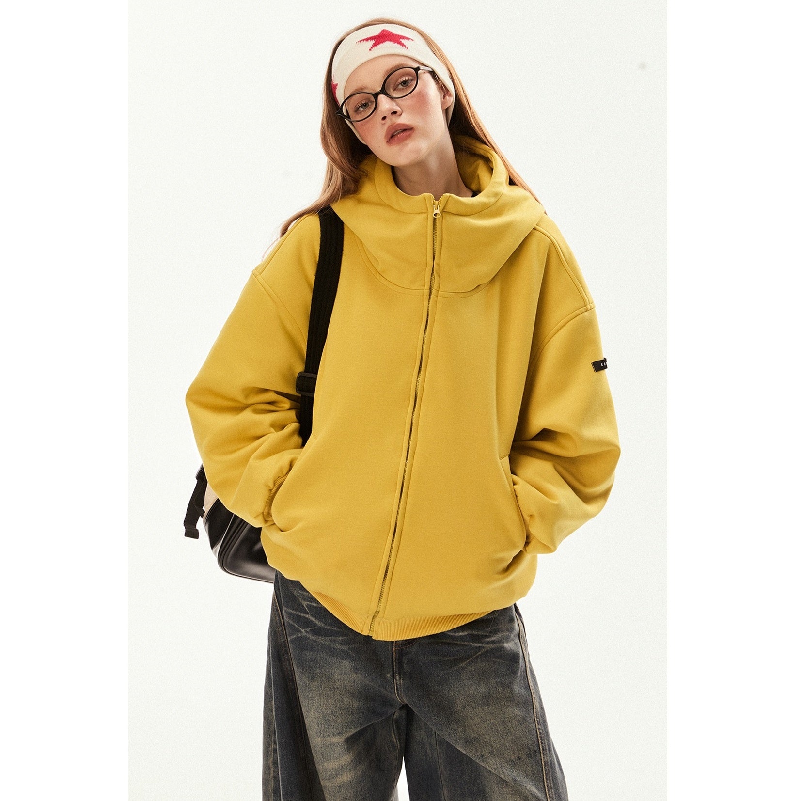 Dropped Shoulder Loose Warm Zip-Up Hooded Parka EZ189