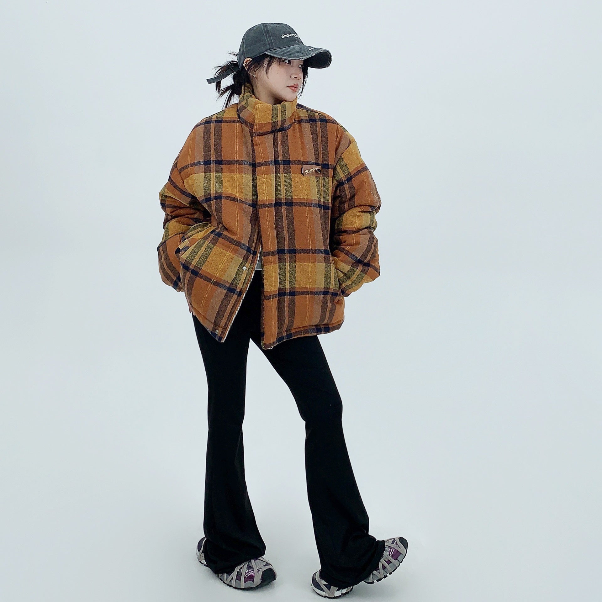 Retro Plaid Thickened Short Padded Jacket MW9691