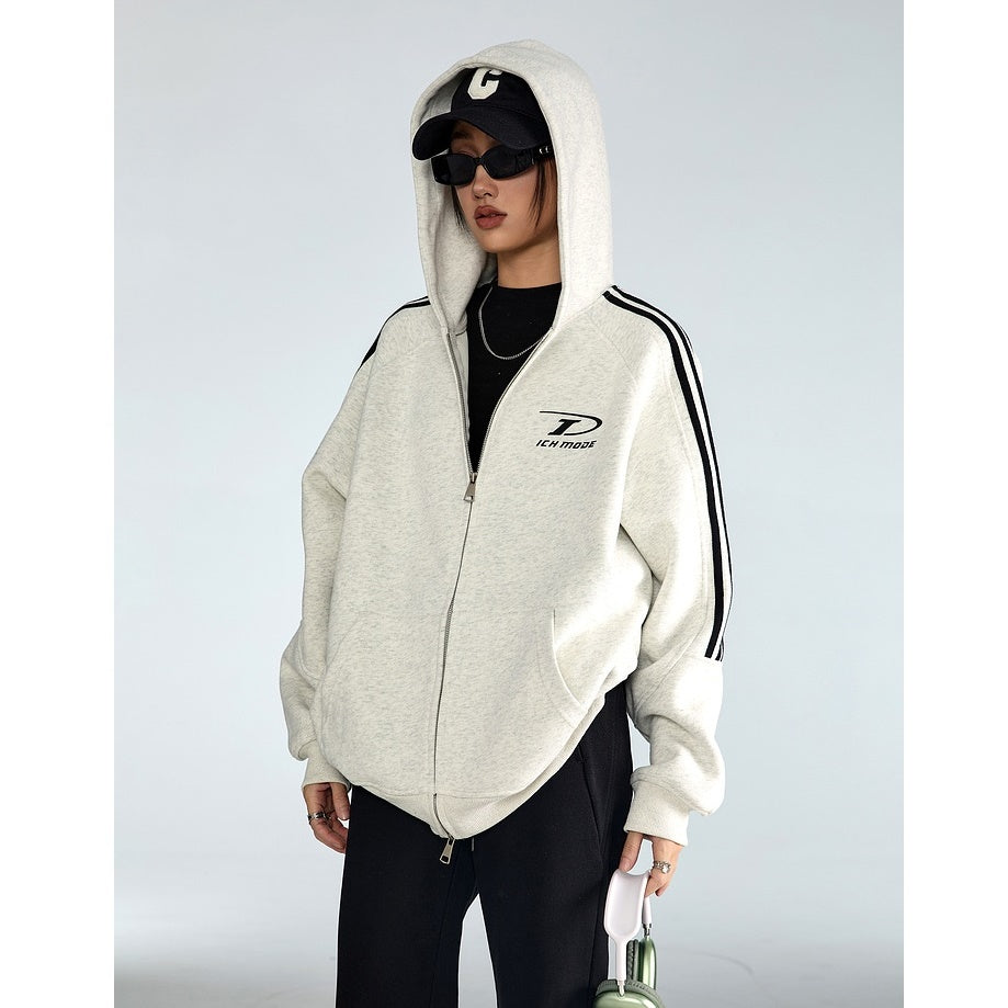 Three-Line ZIP-Up Sporty Hooded Parka MW9319