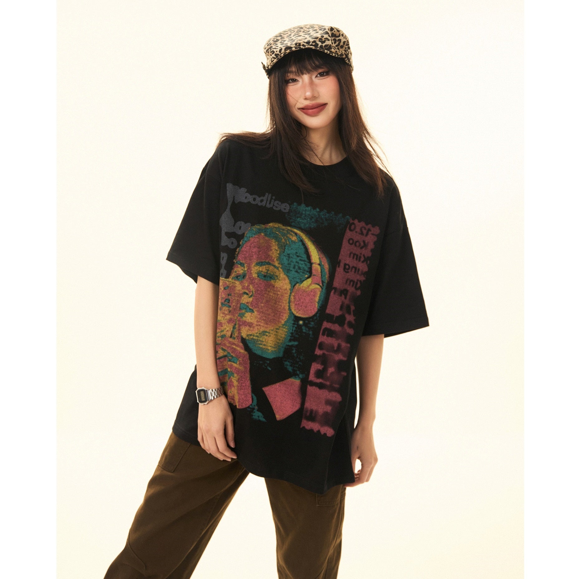 Vintage Character Print Loose T-Shirt MW9284