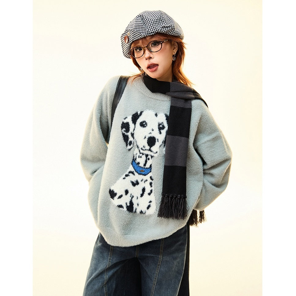 Dalmatian Dog Loose Soft Waxy Sweater MW9697