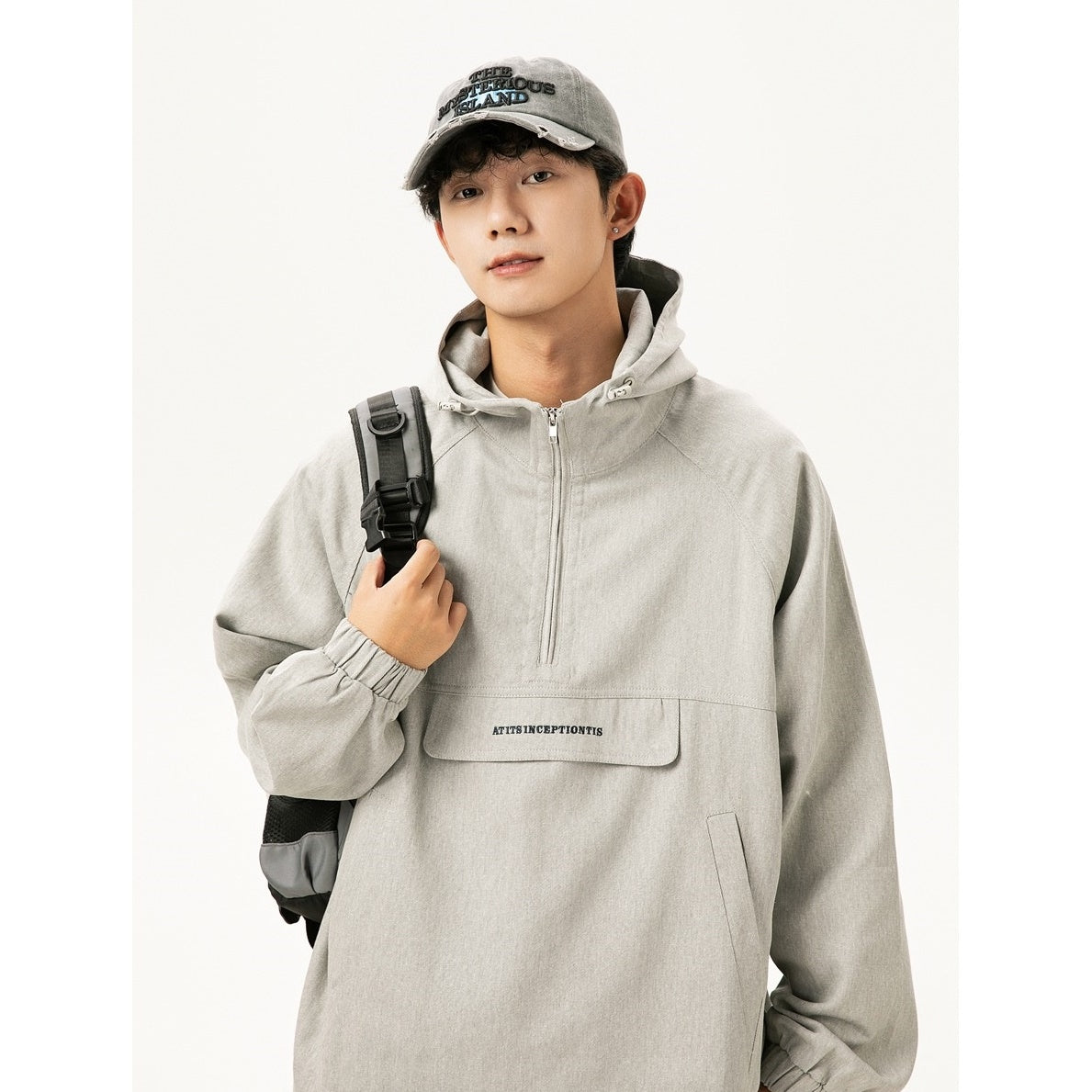 Half-Zip Casual Hooded Pullover Jacket MW9583