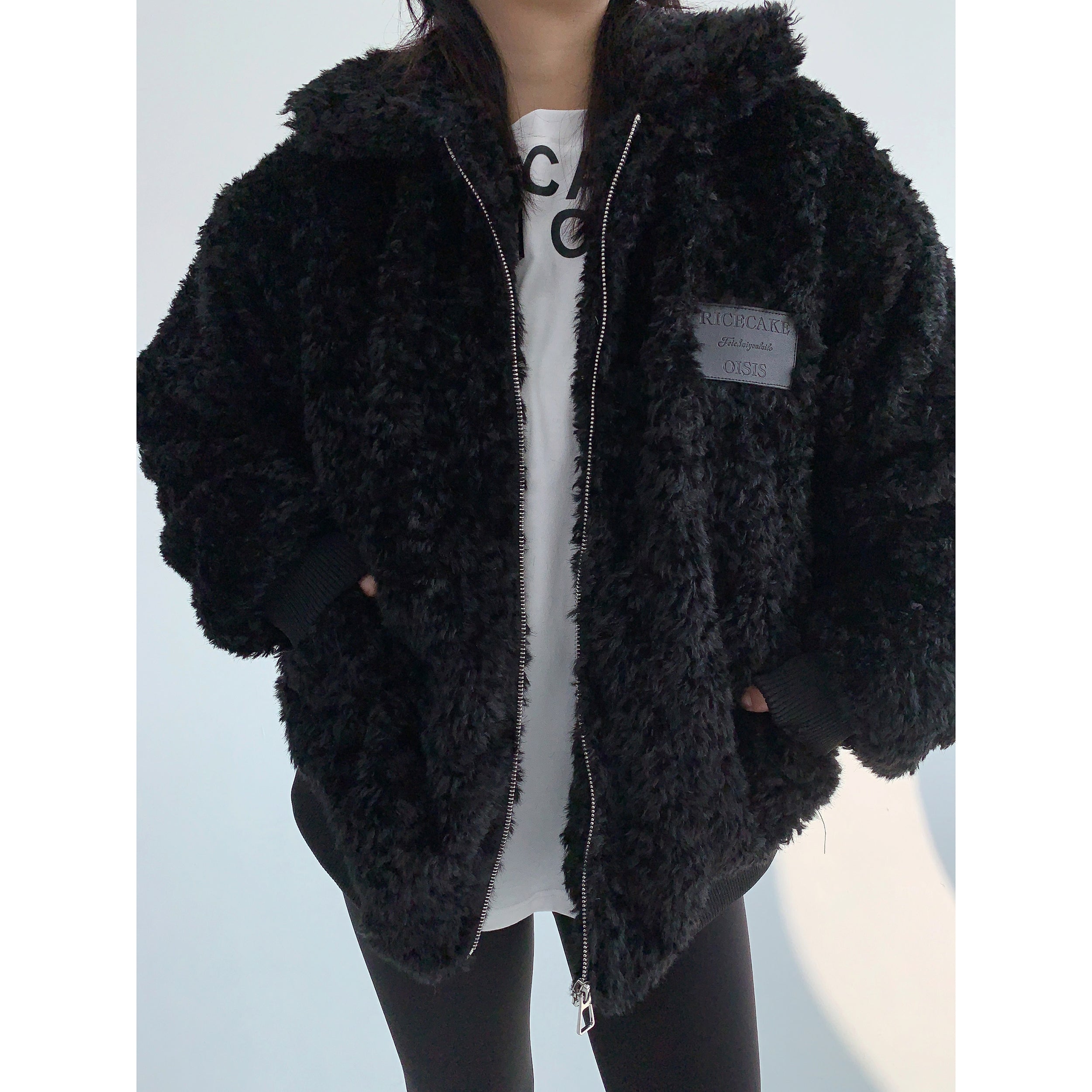 Imitation Fur Quilting Zipper Jacket MW9598