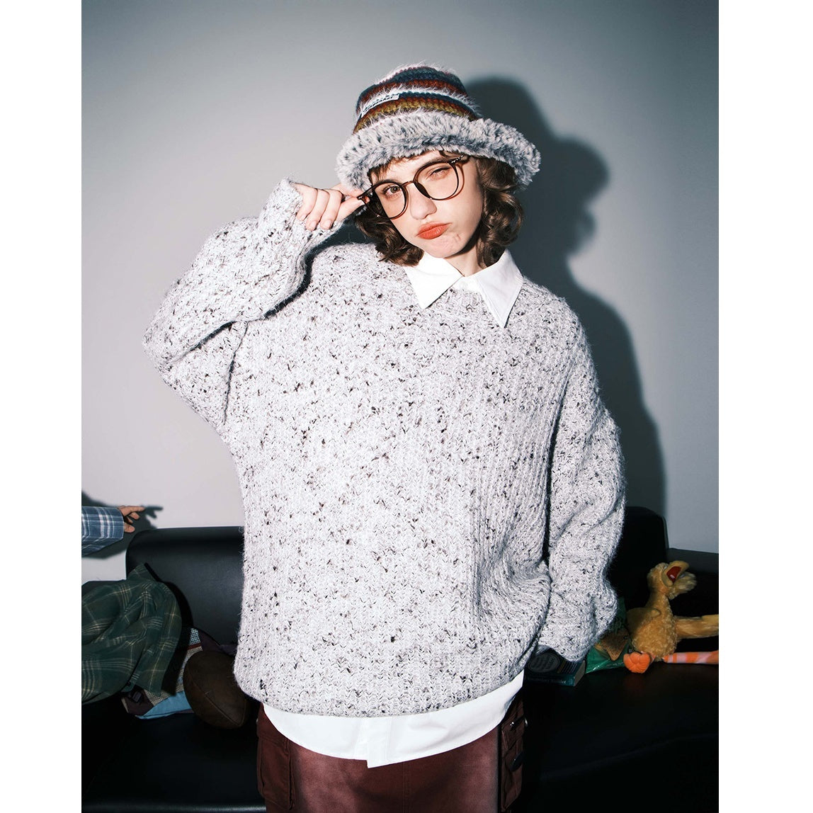 Color Dots Retro Crew Neck Sweater BT7047