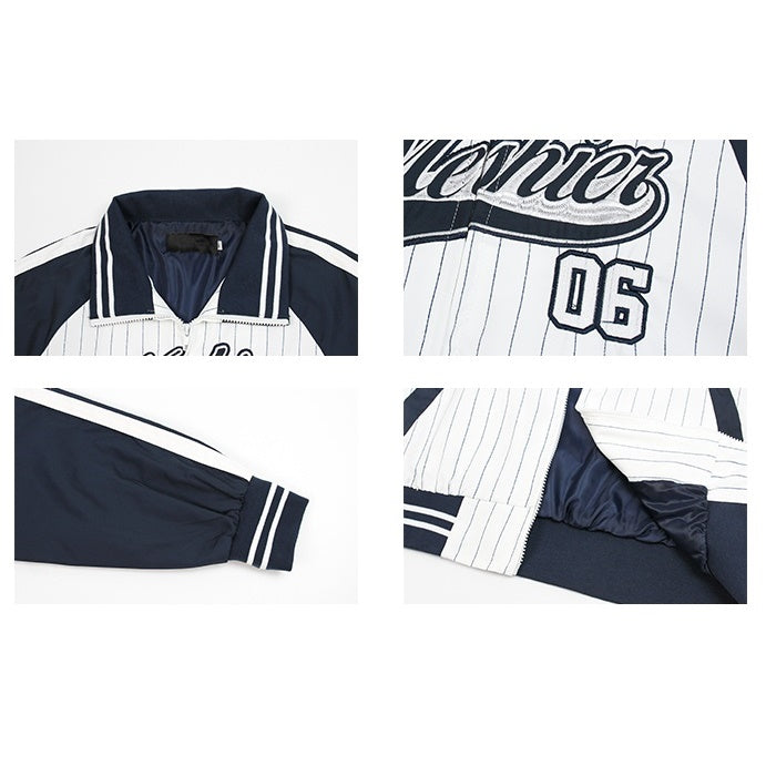 Baseball Style Color-block Stand Collar Jacket MW9799