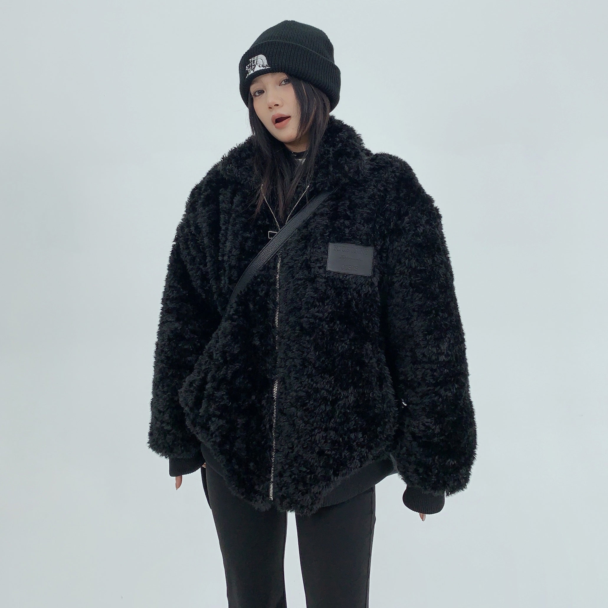 Imitation Fur Quilting Zipper Jacket MW9598