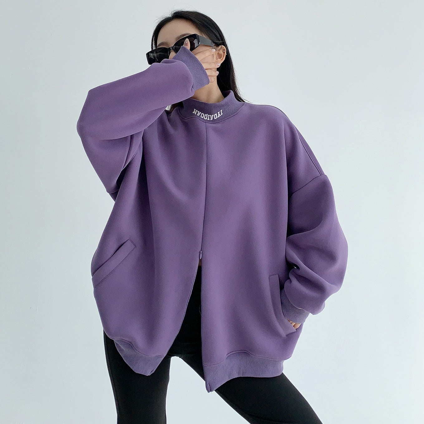 Bottle-neck Invisible Zipper Pullover Sweat MW9565