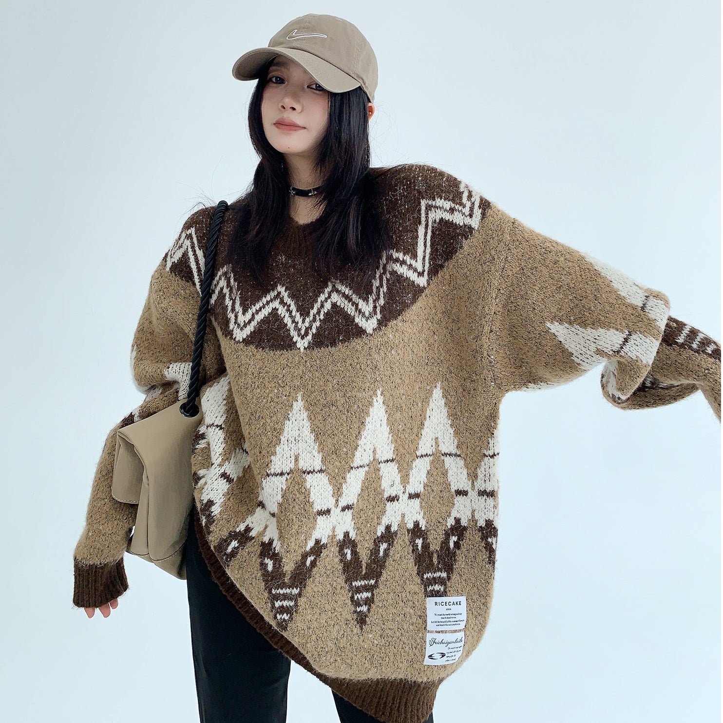 Retro Nordic Style Loose Crewneck Sweater MW9543