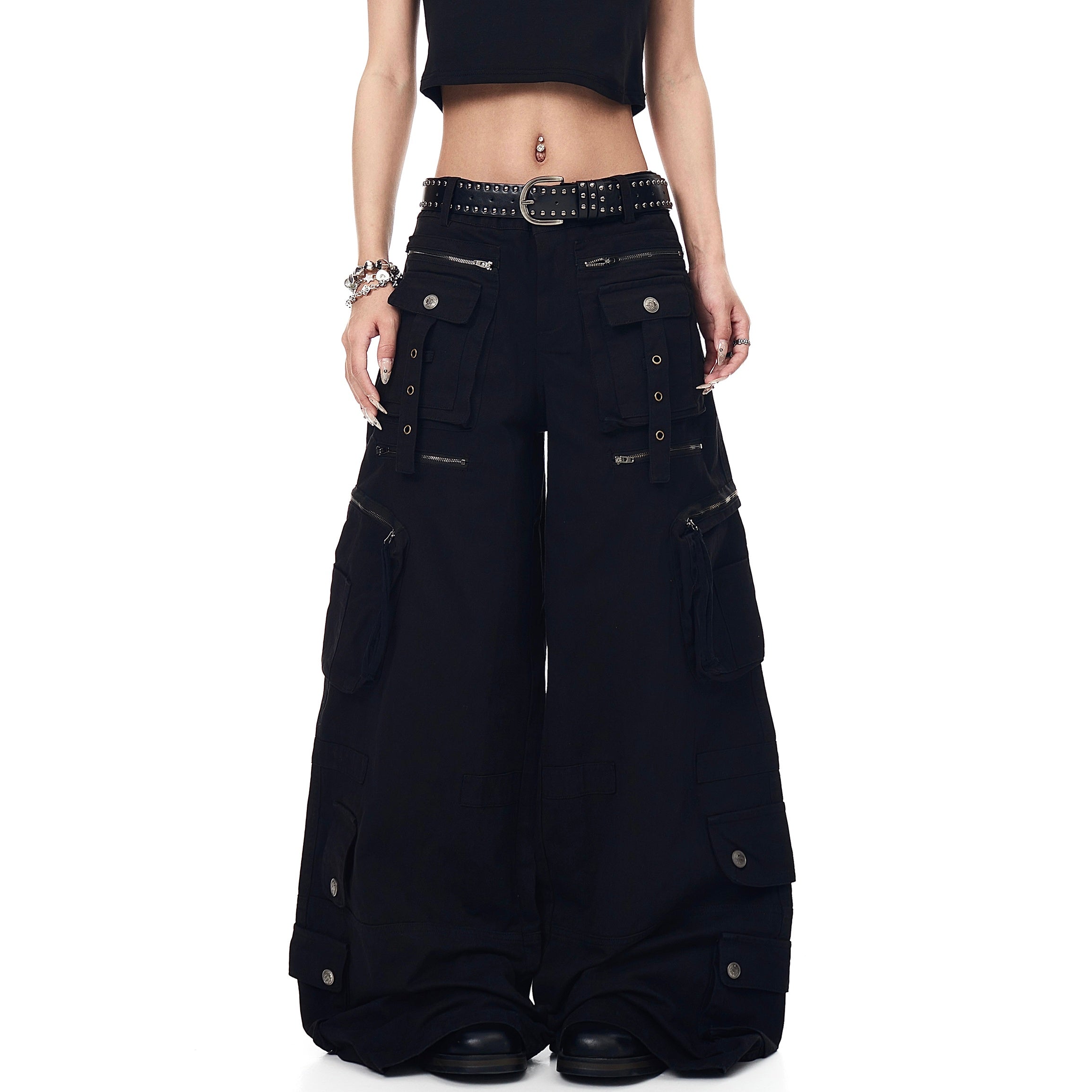 Multi-pocket Wide Buggy Cargo Pants MW10063