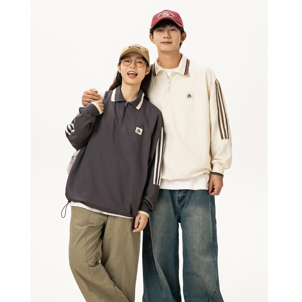 Youth College Style Polo Collar Pullover Shirt MW9582