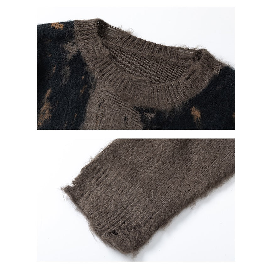 Bristles Round Neck Ripped Sweater MW9795