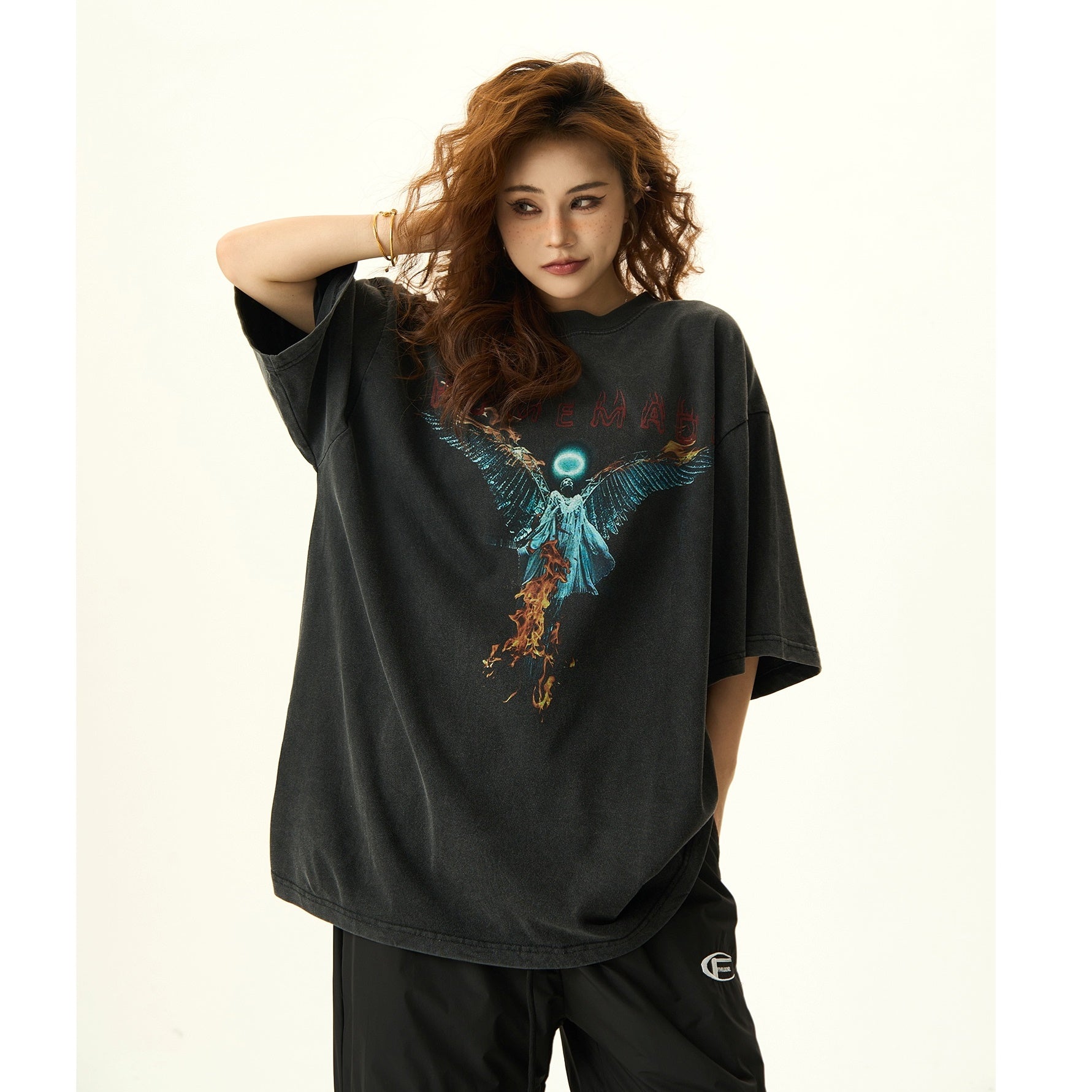 Street Wash Angel Print T-shirt HG7050