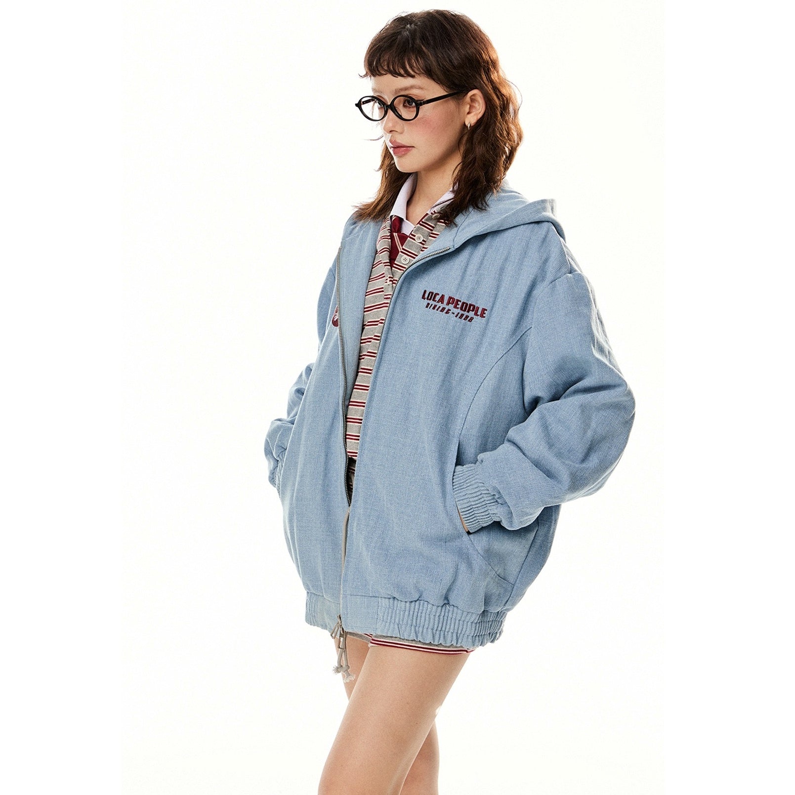 Embroidered Denim Hooded Jacket EZ242