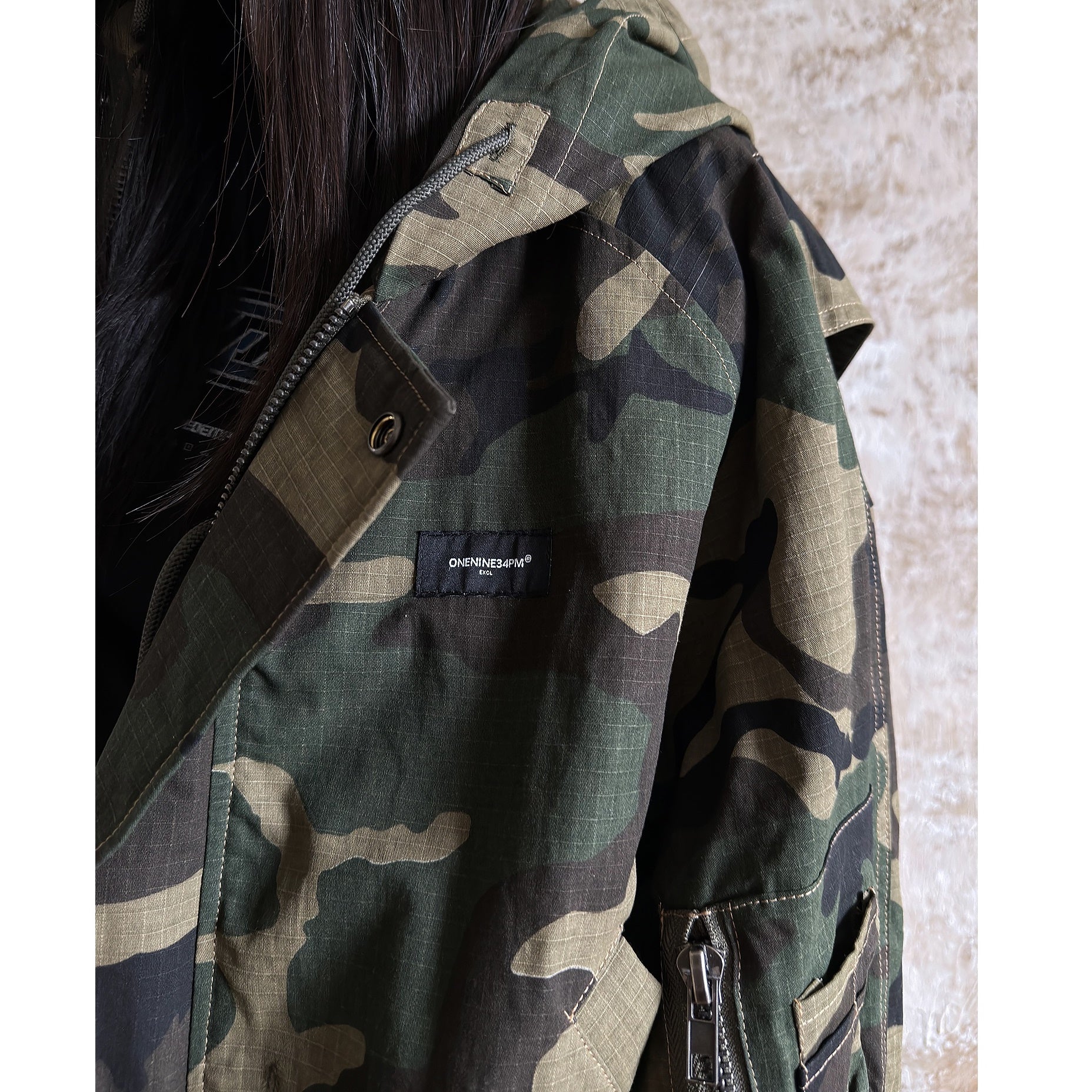 Camouflage Hooded Padded Zip-up Jacket MW9662