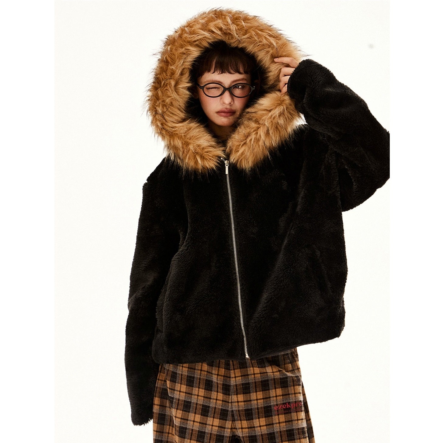 Volume Fur Collar Hooded Jacket EZ217