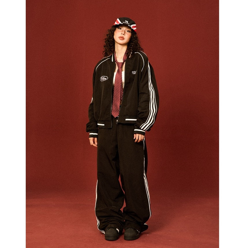 Track Jacket & Side Striped Loose Casual Pants MW9432