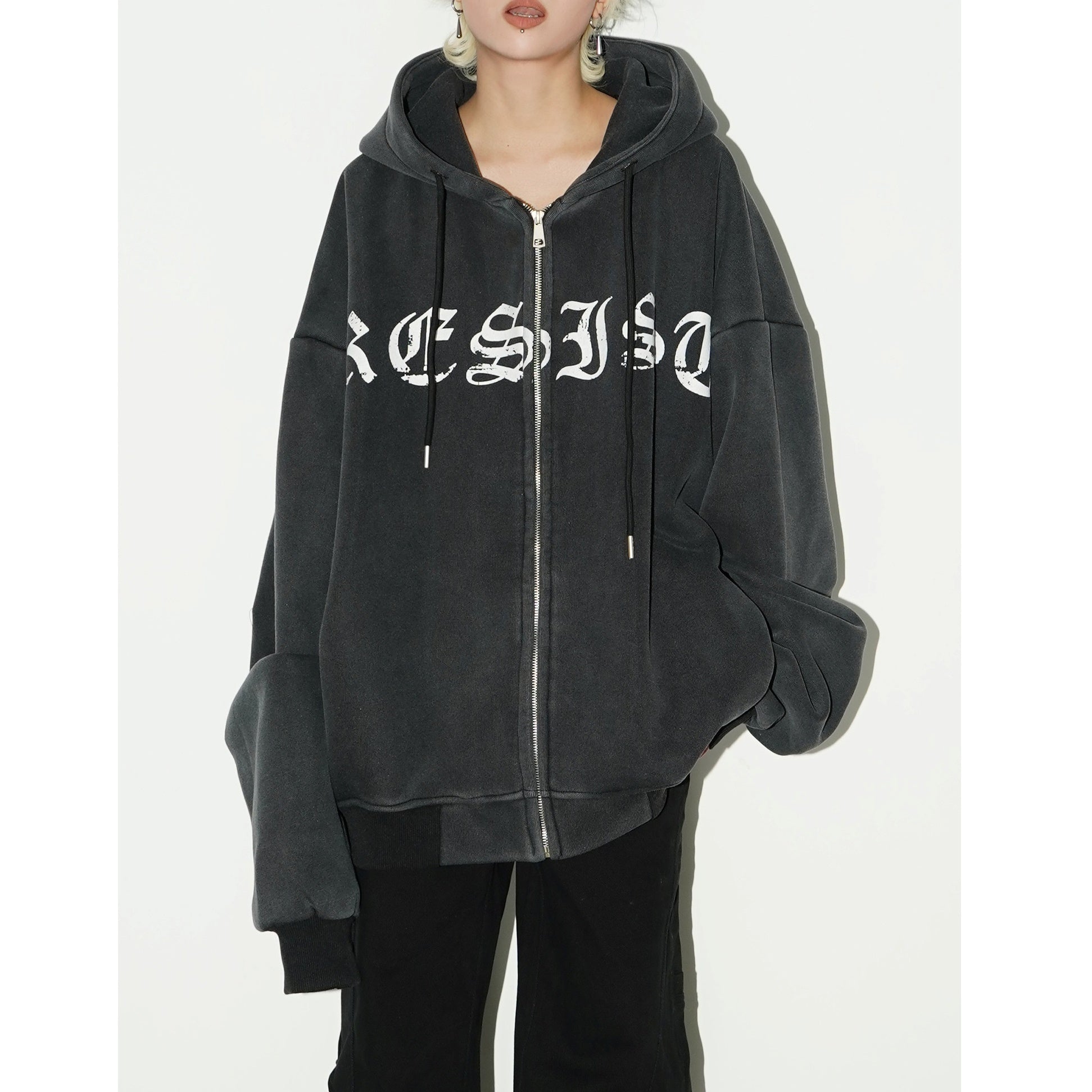 Mud Dyeing Distressed Hooded Sweat MW9806