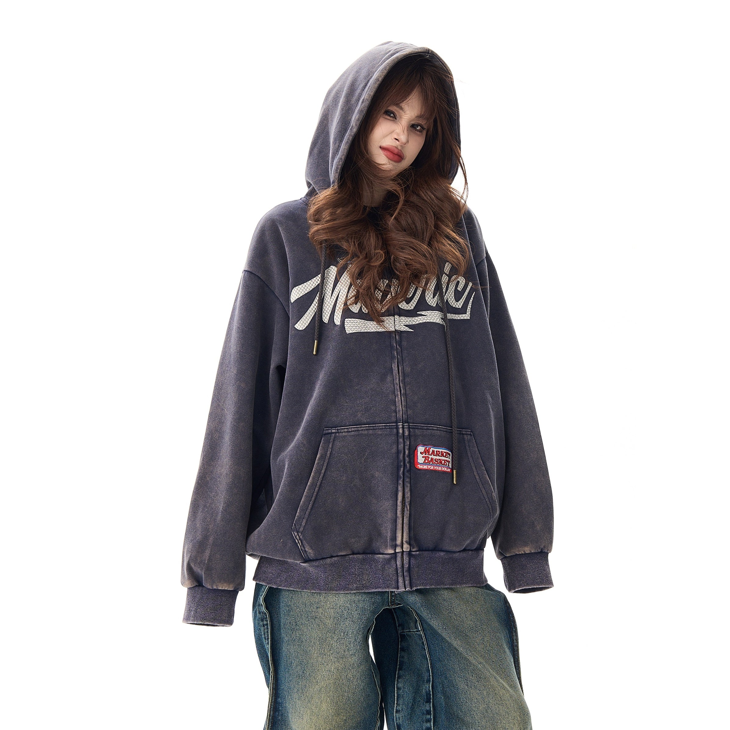 Distressed Logo Zip Hooded Parka MW9518