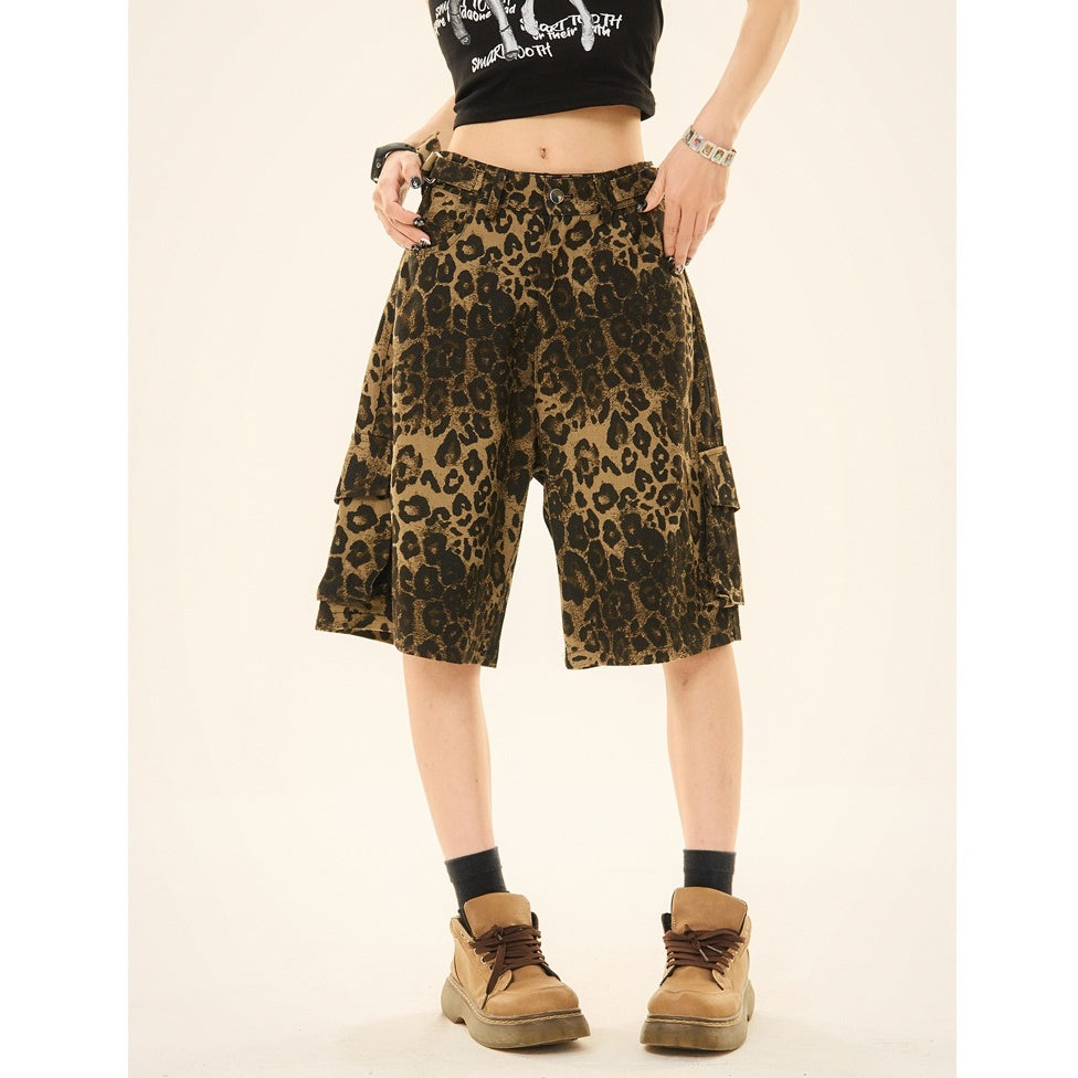 Leopard Print Loose Cropped Cargo Pants MW9266