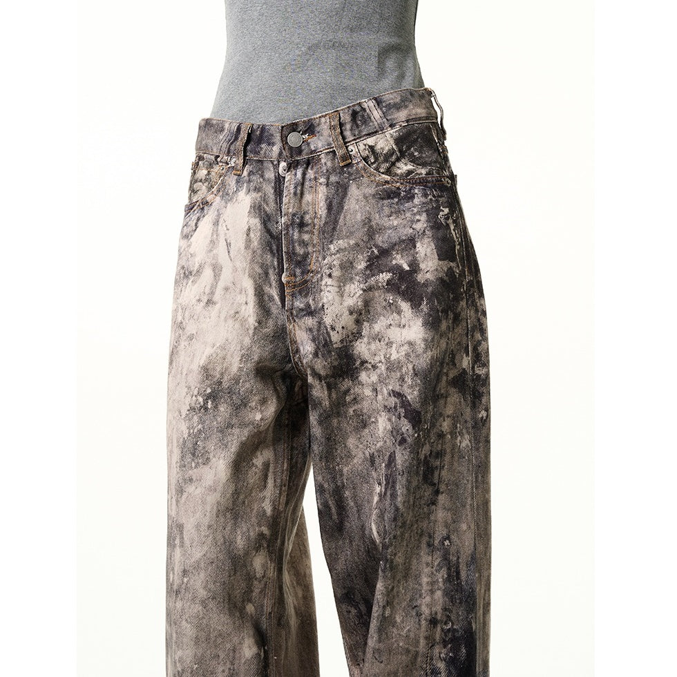 Retro Splash Ink Tie-dye Style Jeans MW9198