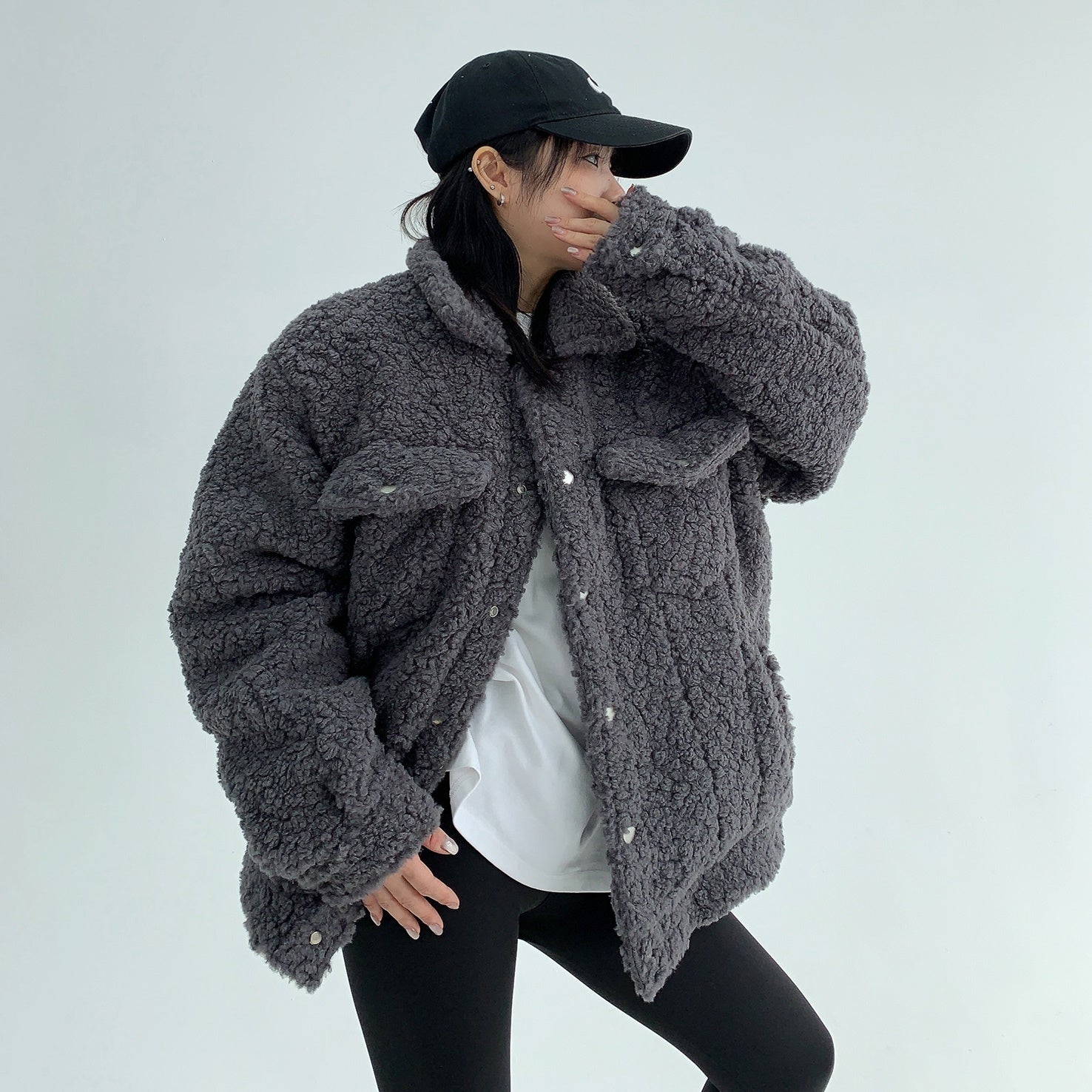 Fake Fur Boa Work Style Thickened Jacket MW9613