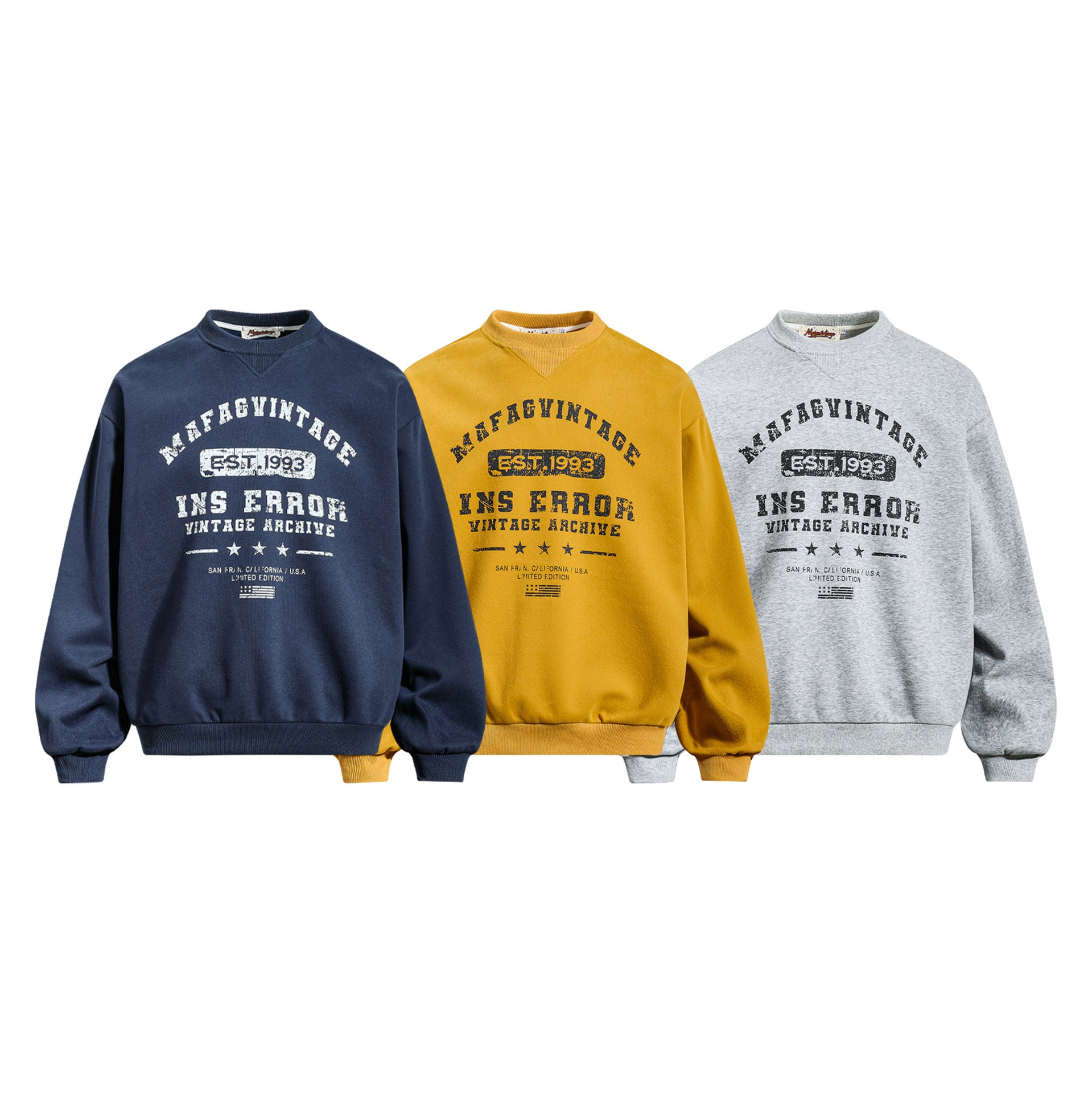 Damage Letter Print Crew Neck Sweat MW10318