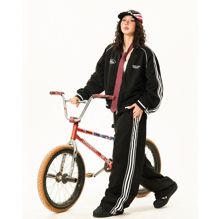 Track Jacket & Side Striped Loose Casual Pants MW9432