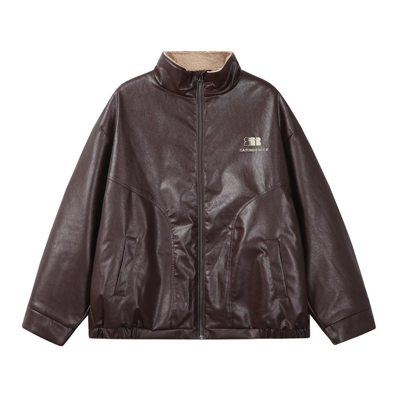 PU Leather Boa Liner Jacket MW9742