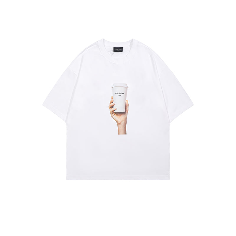 Drink Cup Print Short-sleeved T-shirt HG7136