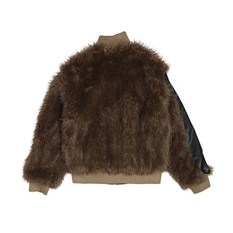 Zip-Up Long Plush Fur Jacket EZ210