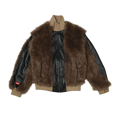 Zip-Up Long Plush Fur Jacket EZ210