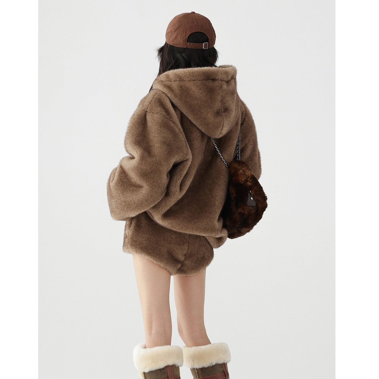 Plush Eco-Fur Hooded Blouson AC7098