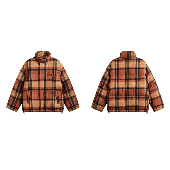 Retro Plaid Thickened Short Padded Jacket MW9691